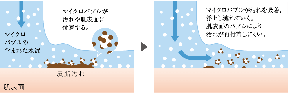エステケアシャワーの皮脂汚れ洗浄メカニズム
