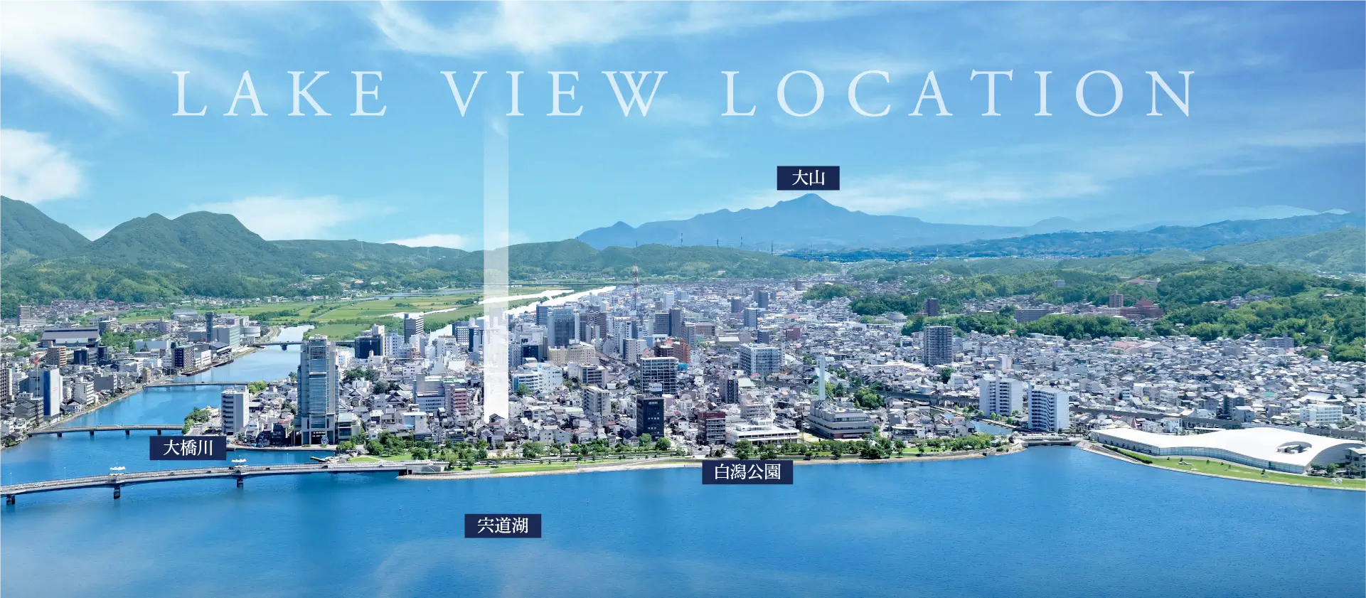 宍道湖から現地を望む空撮